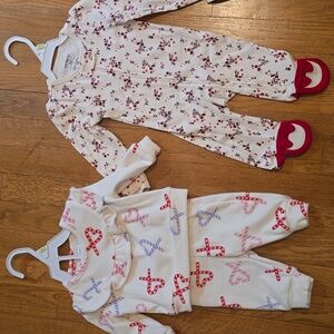 CARTER'S AND JUMPING BEANS BRANDS BABY GIRLS CHRISTMAS OUTFITS SIZE 3 MONTHS